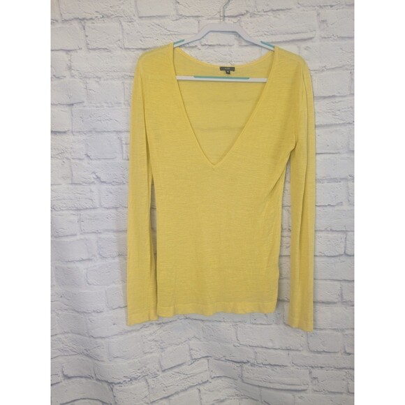 Hobbs Deep V Neck Long Sleeve Pullover Top Size Med Linen Viscose Blend - Hole - Picture 1 of 8